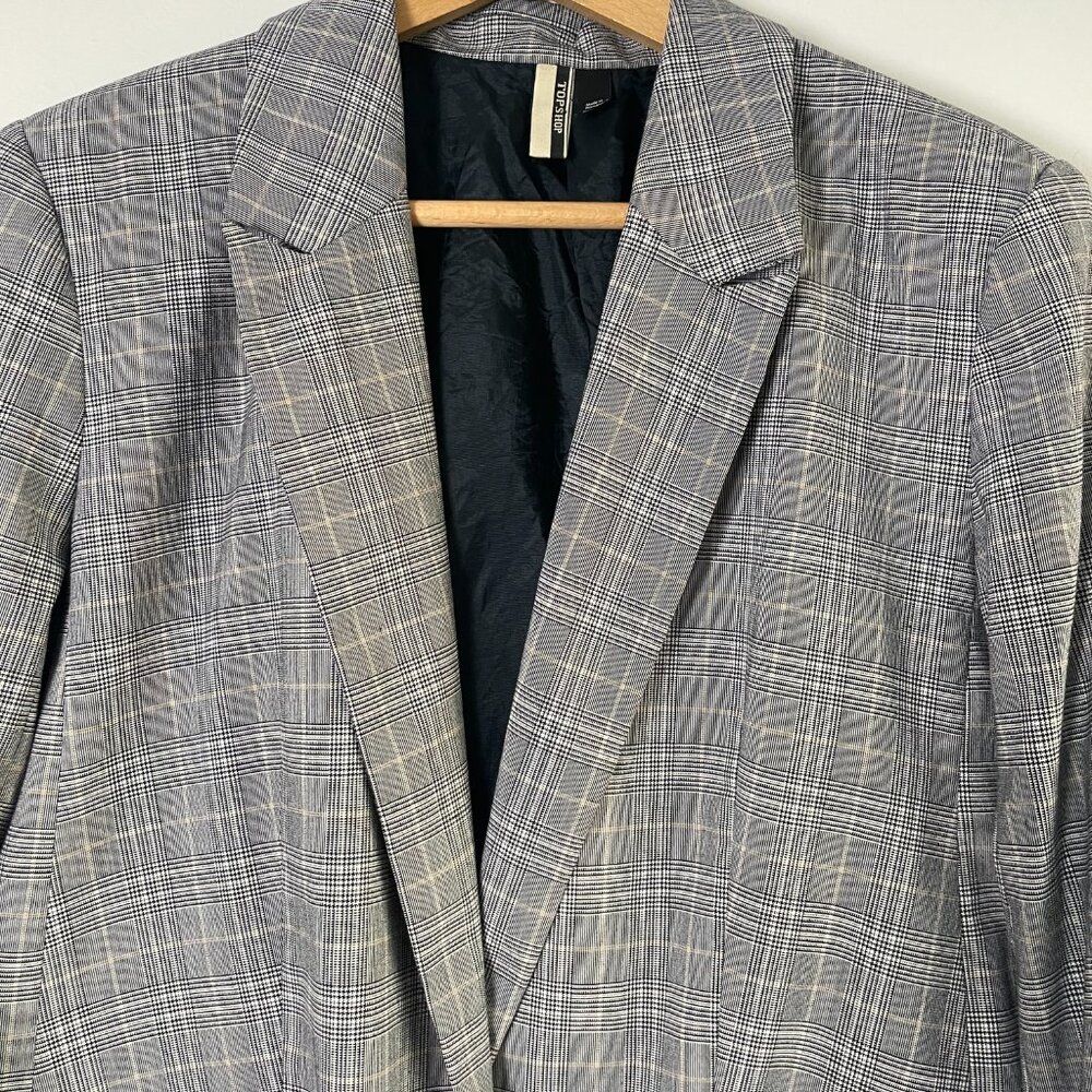 TOP SHOP Oversized Checked Black and White Blazer Size 36 EU - Picture 7 of 13